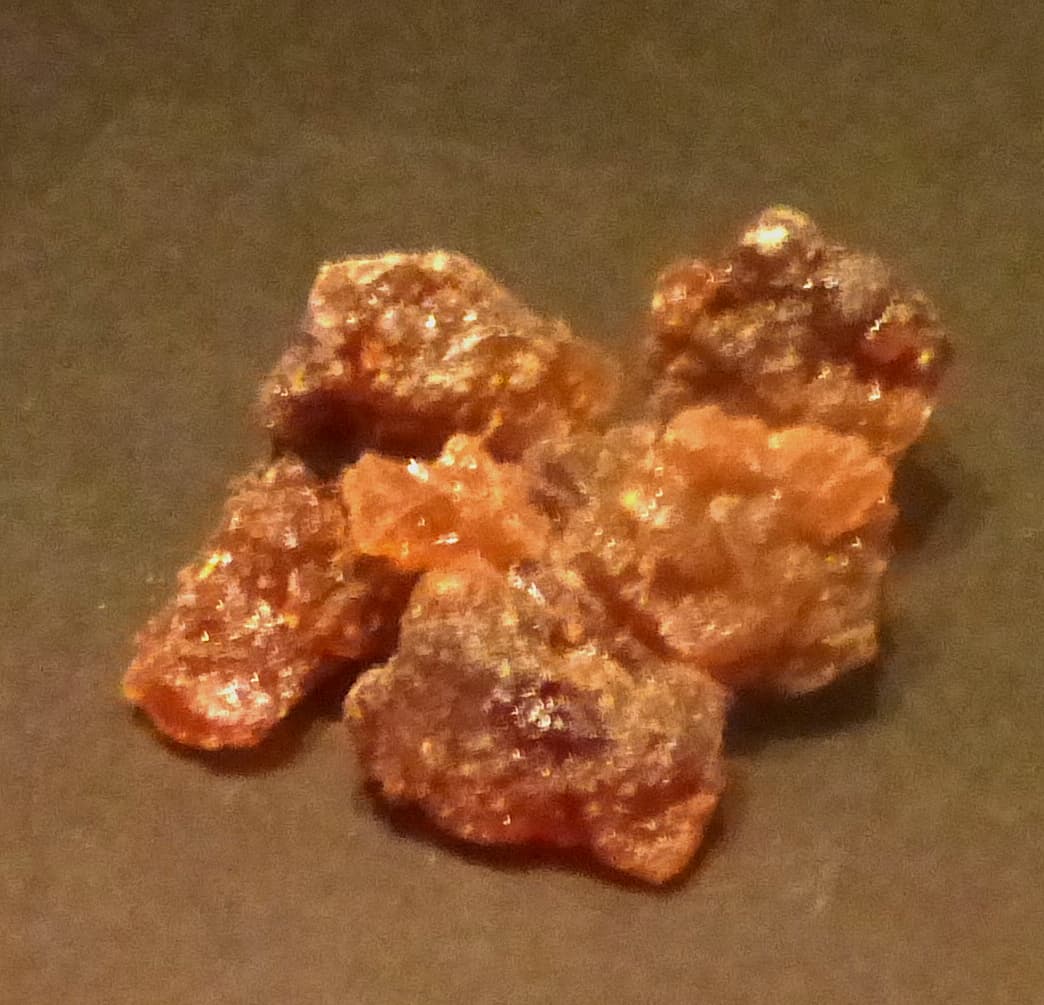 Royal Myrrh tears shown for scale reference.